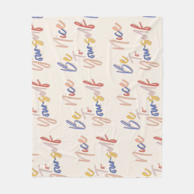 Colourful Hand Drawn Motivational Pattern Fleece Blanket (Front)