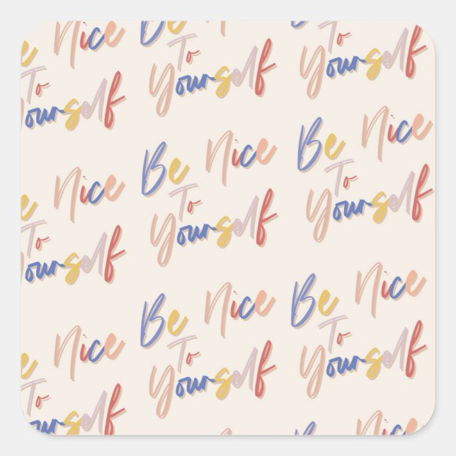 Colourful Hand Drawn Motivational Pattern Square Sticker (Front)