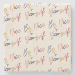 Colourful Hand Drawn Motivational Pattern Stone Coaster