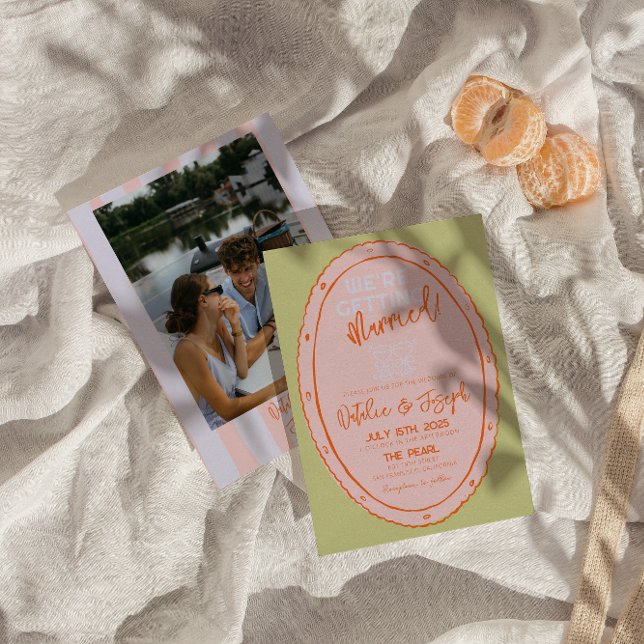 Colourful Hand Drawn Painted Funky Photo Wedding Invitation (Creator Uploaded)