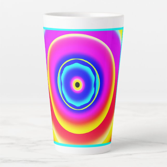 Colourful Hand Drawn Patterns Art Style Latte Mug (Front)