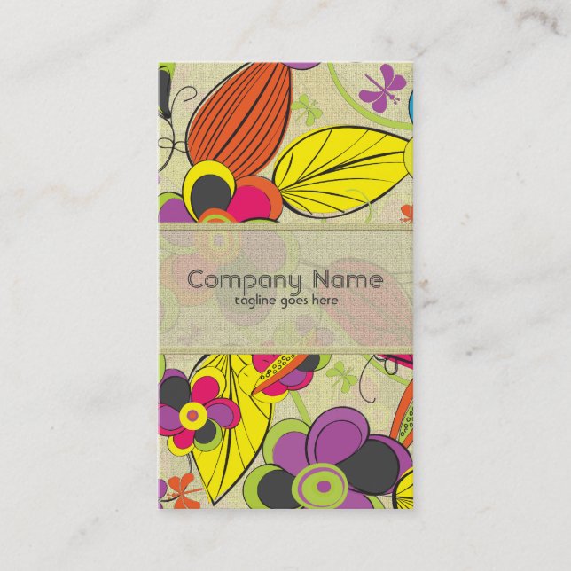 Colourful Hand Drawn Retro Fashion Floral Design Business Card (Front)