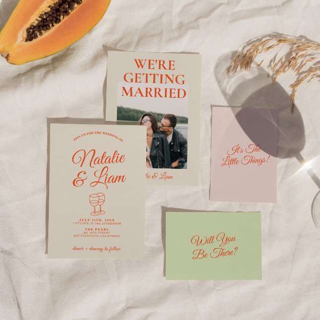 Colourful Hand Drawn Retro Unique Trendy Wedding  Invitation (Creator Uploaded)