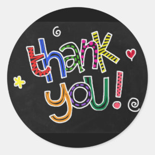 Colourful Hand Drawn Thank You Classic Round Sticker