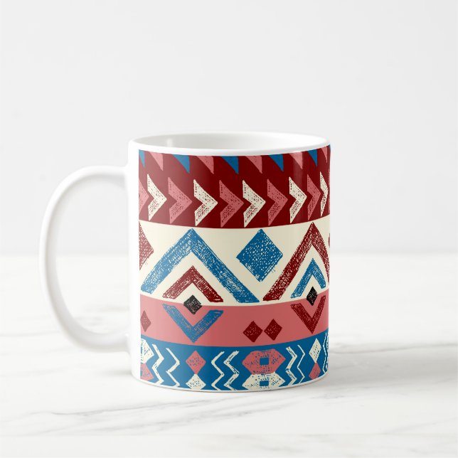 Colourful Hand-Drawn Tribal Pattern Coffee Mug (Left)