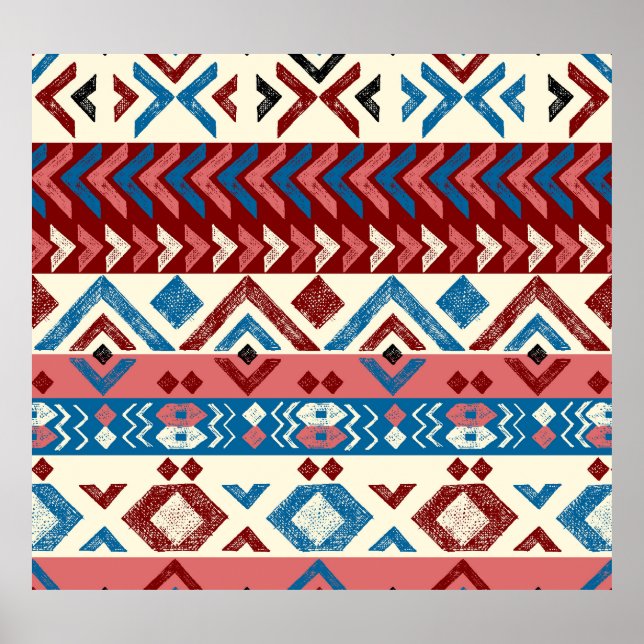 Colourful Hand-Drawn Tribal Pattern Poster (Front)