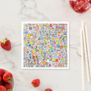 Colourful Hand Drawn Whimsical Pattern Napkin