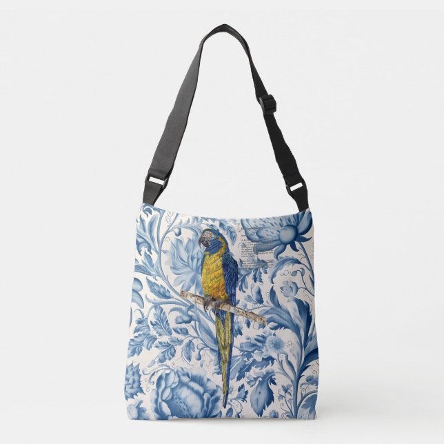 Colourful Hand-Painted Endangered Macaw Crossbody Bag (Front)