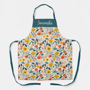Colourful Hand-painted Floral Flowers Apron