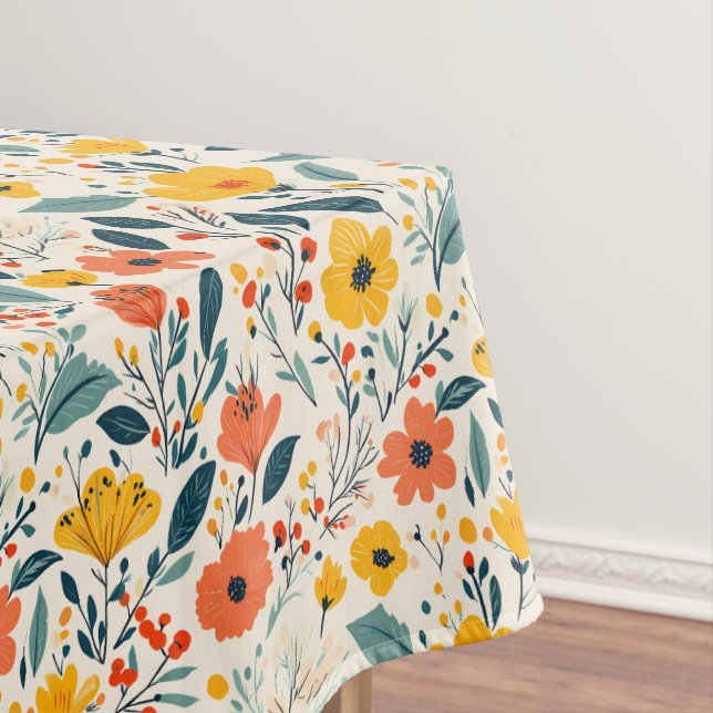 Colourful Hand-painted Floral Flowers  Tablecloth (In Situ)