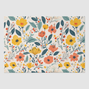 Colourful Hand-painted Floral Flowers  Tissue Paper