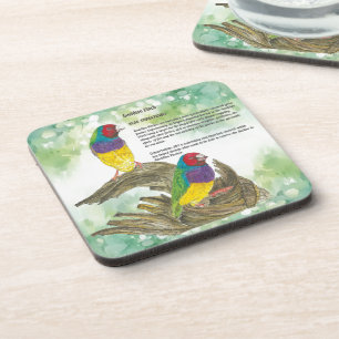 Colourful Hand-Painted Gouldian Finch Birds Coaster
