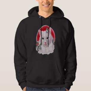 Colourful Hand Painted Kitty Cat Portrait With But Hoodie