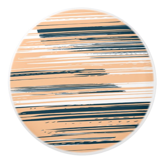 Colourful hand painted lines ceramic knob (Front)
