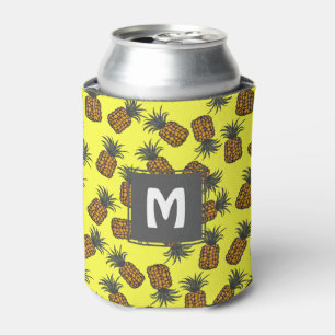 colourful hand painted tropical pineapple pattern can cooler