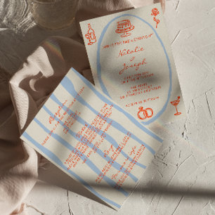 Colourful Hand Written Painted All In One Wedding Invitation