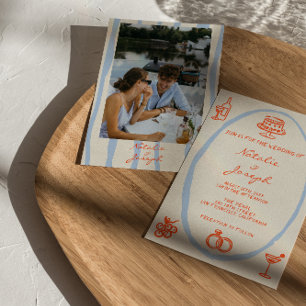 Colourful Hand Written Painted Photo Fun Wedding Invitation