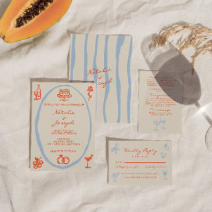 Colourful Hand Written Painted Whimsical Wedding   Invitation