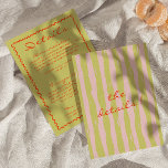 Colourful Hand Written Pinstripes Wedding Details  Enclosure Card<br><div class="desc">Simple and stylish retro colourful orange blue wedding guest info details. As you see it has green background and orange hand written whimsical text layout. And hand drawn orange frame with pink and green pinstripes on the back . All the info are customisable as website, transportation, accommodation . Grab it...</div>