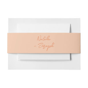 Colourful Hand Written Retro Calligraphy Wedding  Invitation Belly Band