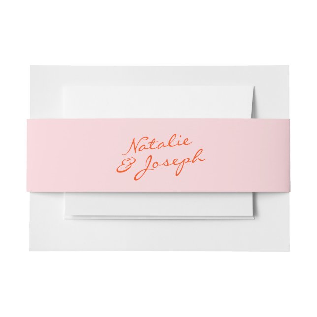 Colourful Hand Written Retro Whimsical Fun Wedding Invitation Belly Band (Front Example)