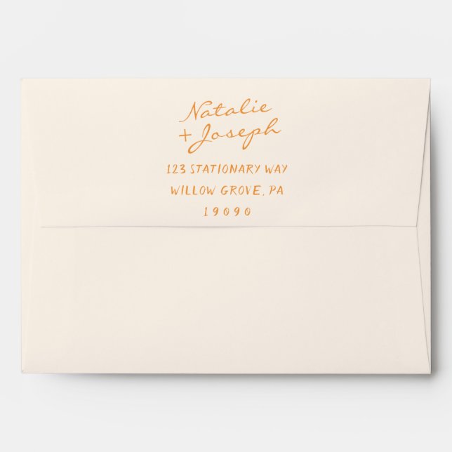 Colourful Hand Written Whimsical Funky Wedding Envelope (Back (Top Flap))