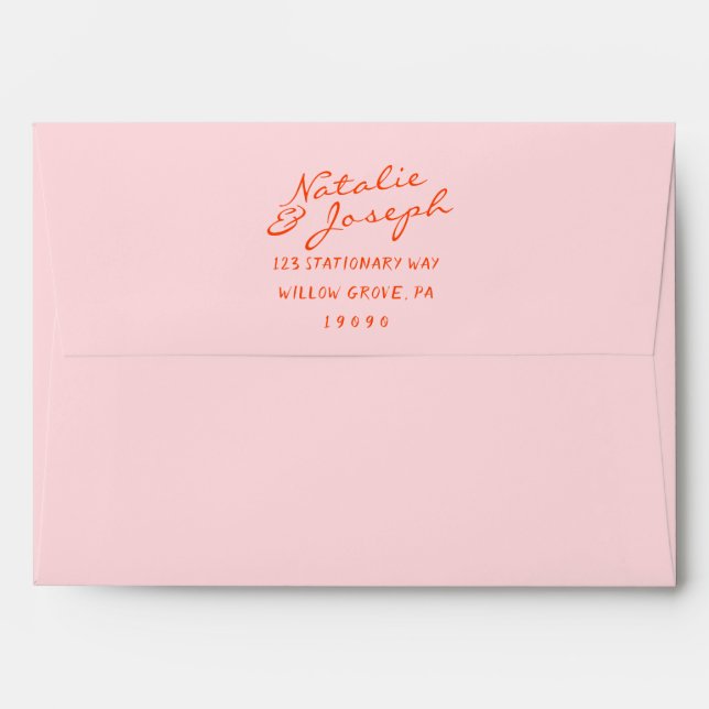 Colourful Hand Written Whimsical Retro Wedding Envelope (Back (Top Flap))