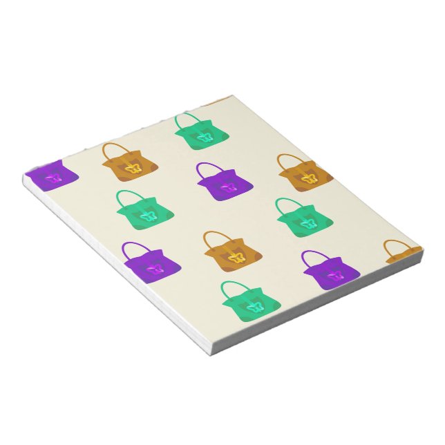 Colourful handbags pattern notepad (Angled)