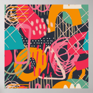 Colourful HandDrawnContemporary Grunge Art 2 Poster