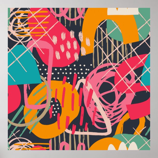 Colourful HandDrawnContemporary  Grunge Art 2 Poster (Front)