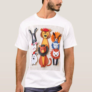 Colourful Handmade Paper Wild Animals T-Shirt