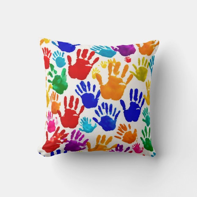Colourful HandPrint Cushion (Front)