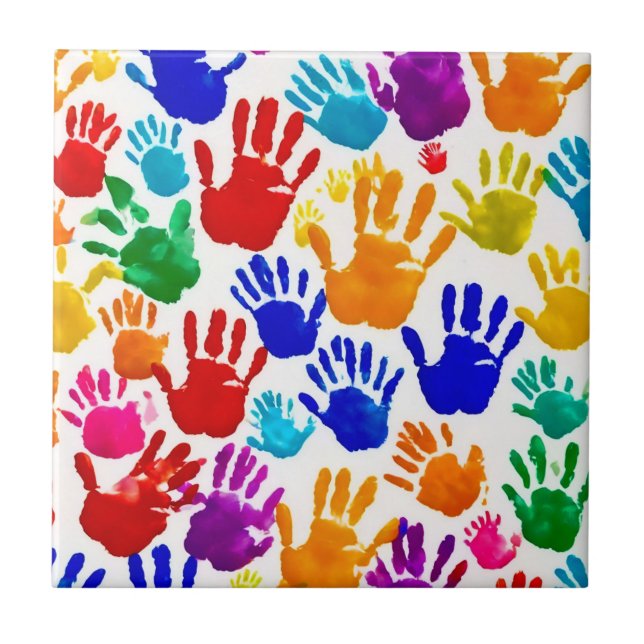 Colourful HandPrint Tile (Front)