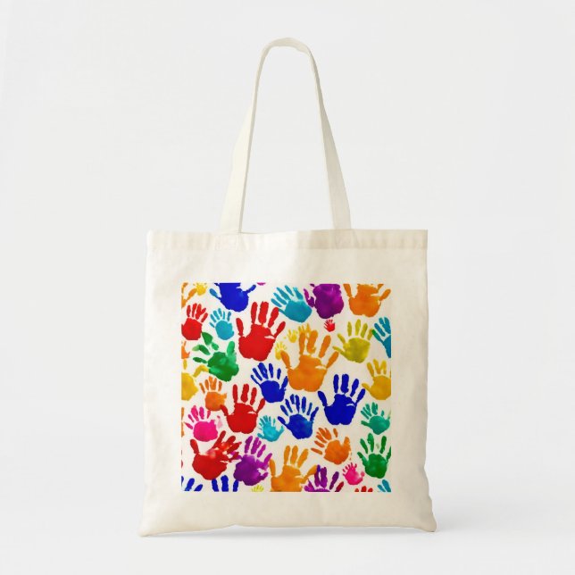 Colourful HandPrint Tote Bag (Front)