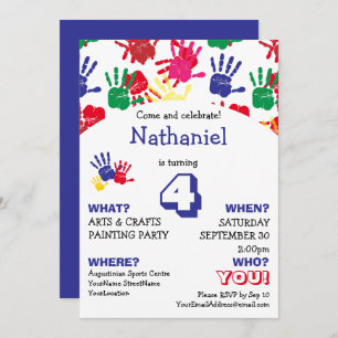 Colourful Handprints Kids Birthday Party Invitation