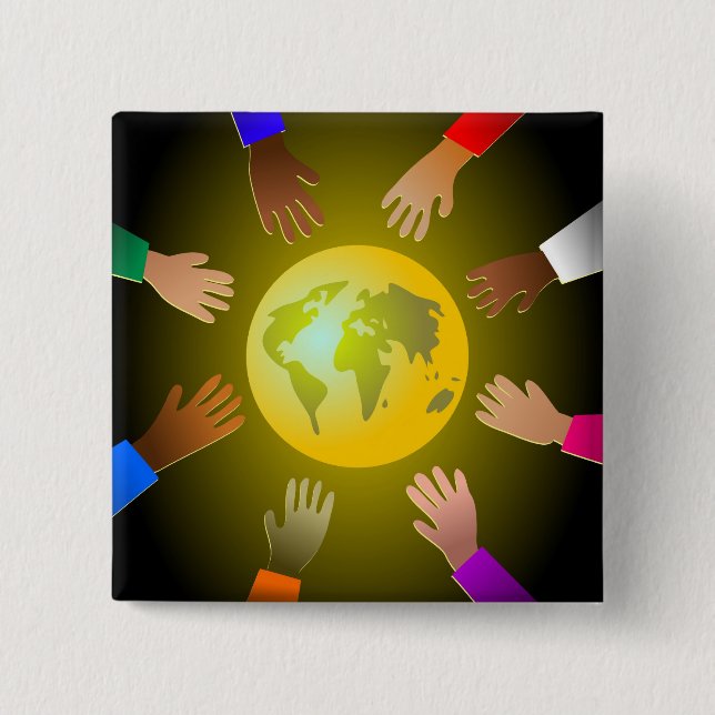 Colourful Hands 15 Cm Square Badge (Front)