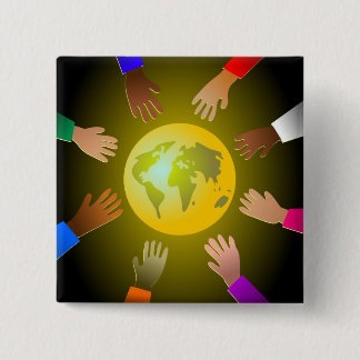 Colourful Hands 15 Cm Square Badge