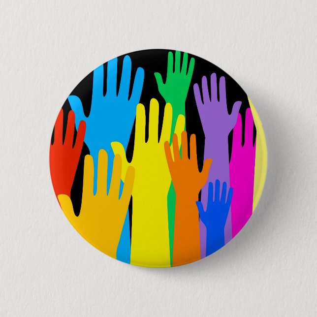 Colourful Hands 6 Cm Round Badge (Front)