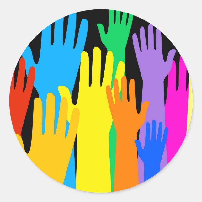 Colourful Hands Classic Round Sticker (Front)