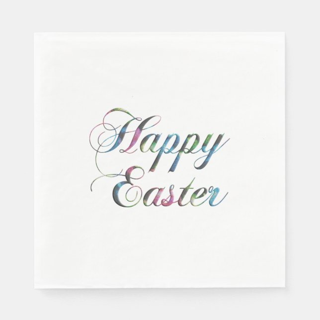 Colourful Handwriting Happy Easter Napkin (Front)