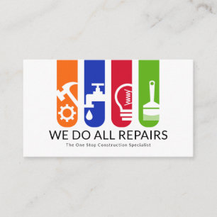 Colourful Handyman Tool Stripes Business Card