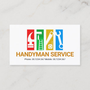 Colourful Handyman Tool Tabs Business Card
