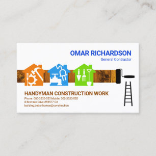 Colourful Handyman Tools Home Painter Business Card