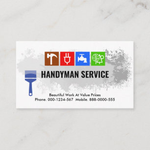 Colourful Handyman Tools Paint Splatter Business Card