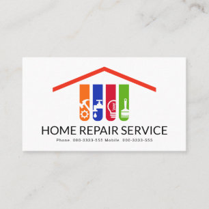 Colourful Handyman Tools Rooftop Business Card