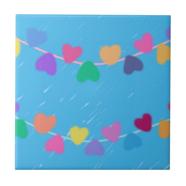 Colourful Hanging Hearts Tile (Front)