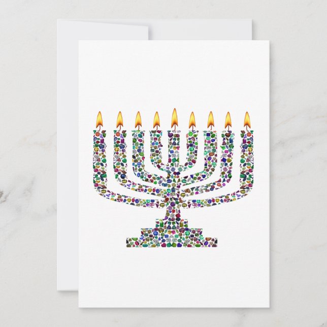 Colourful Hanukkah Candle Invitation (Front)