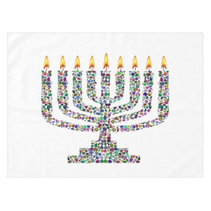 Colourful Hanukkah Candle Tablecloth