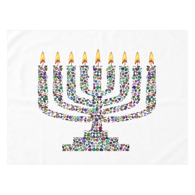 Colourful Hanukkah Candle Tablecloth (Front (Horizontal))