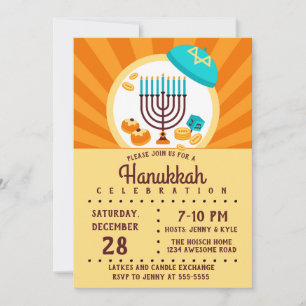 Colourful Hanukkah Party Invitation